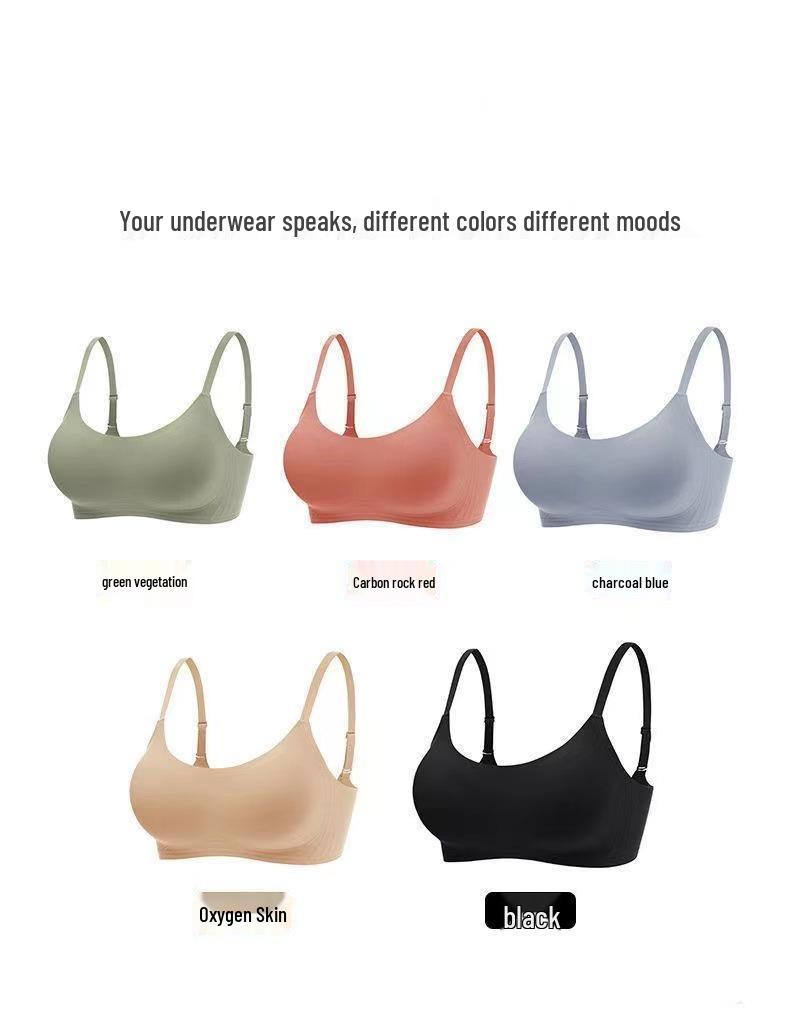 Women's Nude Seamless Wirefree Push-Up Bra Set with Jelly Strips, Adjustable for a Small Chest