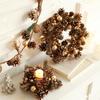 Set Candeliere Ghirlanda di Natale in Pigne Vintage e Polvere d'Oro