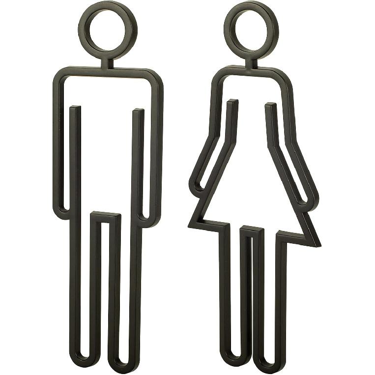 Acrylic Adhesive Backed Men s and Women s Bathroom Sign, Bathroom Door Signs, Restroom Signs for Business,Bathroom Signage (Golden) чёрный