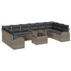 Ensemble de Canapés 11 Pièces avec Coussins Gris en Poly Rattan, Canapé de Jardin 2 Places avec Rangement &amp; Coussins Gris en 3357452