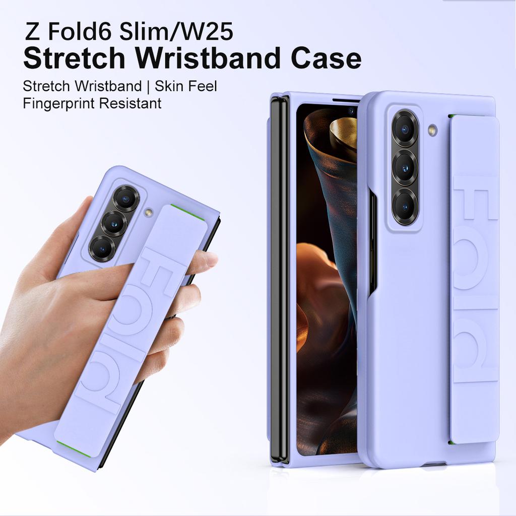 Etui na telefon z opaską na nadgarstek dla Samsunga Galaxy Z Fold Special/Z Fold 6 Slim/W25 Gumowane Twarde PC Etui na telefon komórkowy