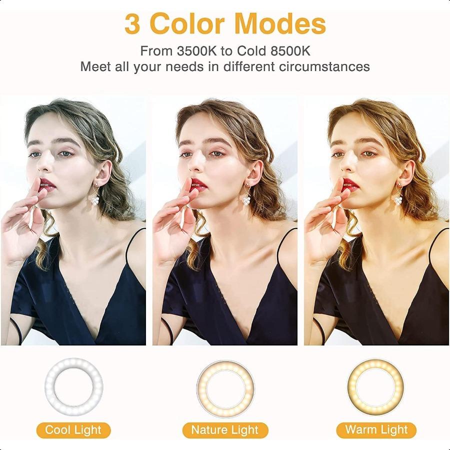 Clip on Ring Light Kimwood Rechargeable 60 LED Selfie Ring Light for Phone Laptop Tablet odels 5 Level Brightn
