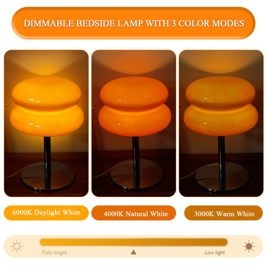 1Pc Glass Table Lamp 3 Color Dimming Living Room Atmosphere Lamps Eye Protection Night Light for Girl Bedroom Bedside Decoration