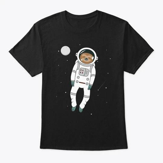 Funny Lazy Sloth In Spacesuit T-shirt Made in the USA Size S to 5XL M