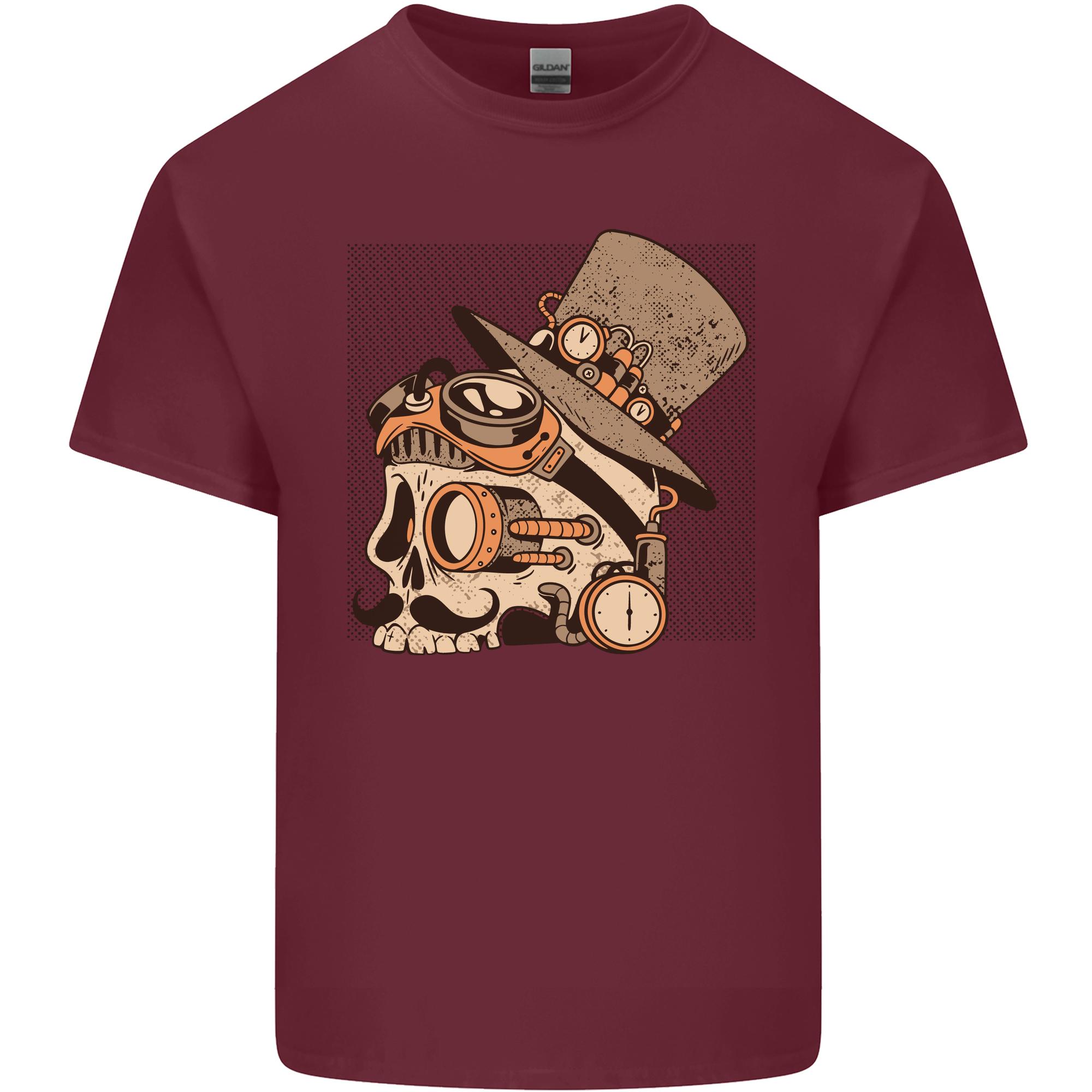 Steampunk Skull With Moustache Unisexs Light Cotton TShirt S