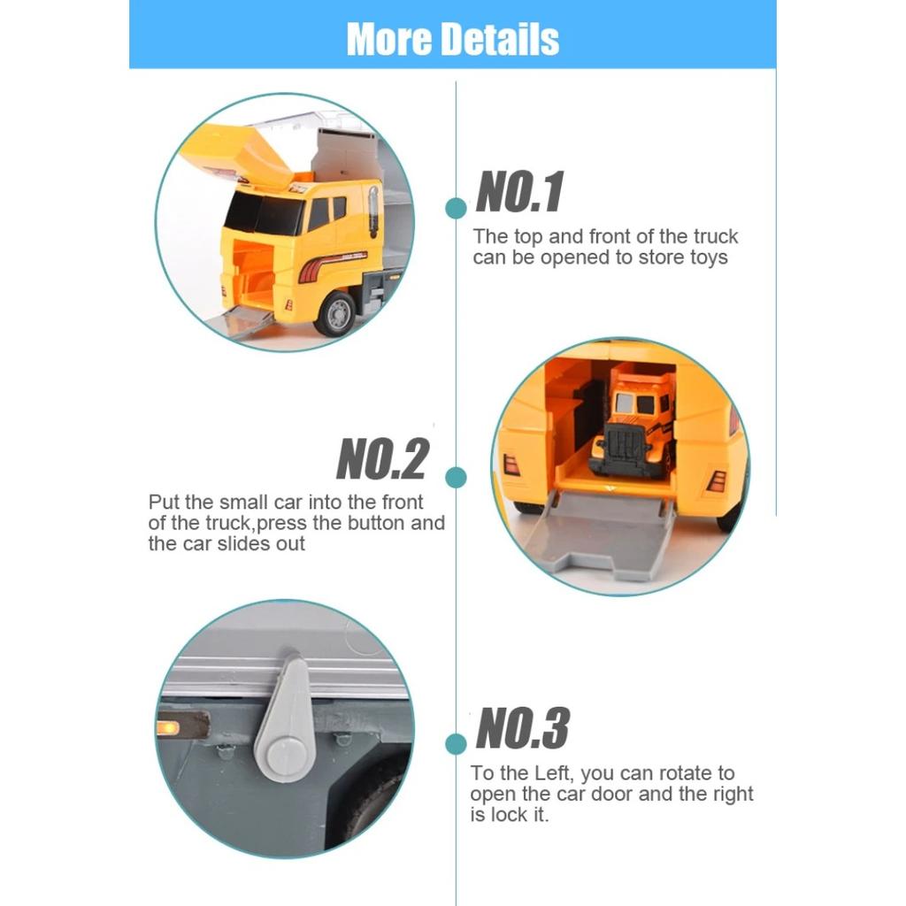 1/64 Scale Big Trucks Set Mini Alloy Diecast Car Model Toys Vehicles Carrier Truck Helicopter Tank Fire Truck Engineering Car Toys for Kids