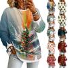 Women's Casual Christmas Printed Two-Piece Long-Sleeve -Neck Pullover Top