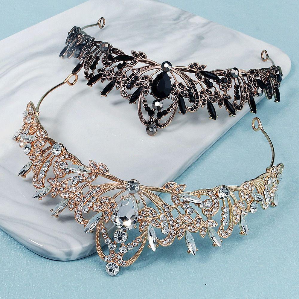 Zinc Zinc Alloy Queen Rhinestone Baroque Women Hair Accessories Tiara Bride Crown Korean Style Headband