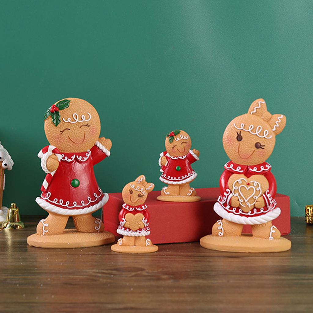 Gingerbread Man Resin Ornament Christmas Figurine Decoration For Tabletop Shelf Display Holiday Party Centerpieces