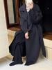 Women's Extra Long Double-Faced Wool Coat with Suit Collar - Elegant and Versatile Design
