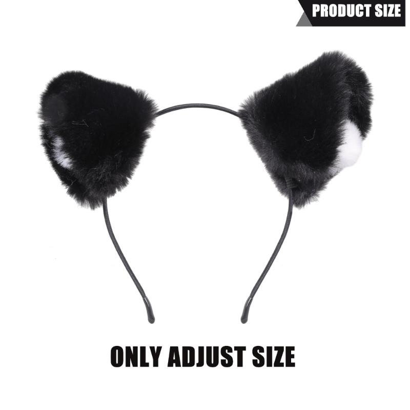 Adjustable Black Cats Ears Hairband Plush Cosplay Accessory Headdress Props For Anime Costume Party Daily Use