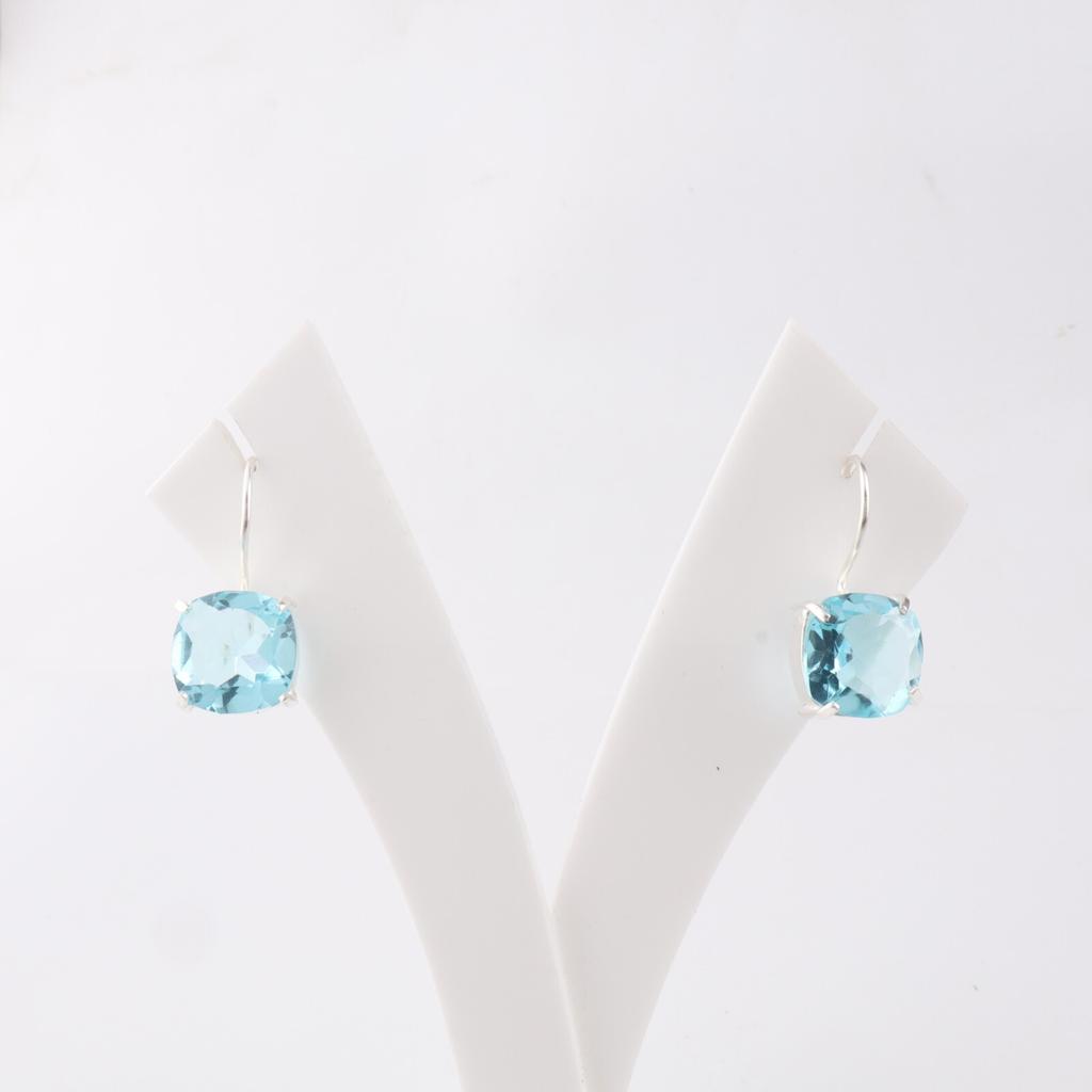 Sky Blue Topaz Gemstone 925 Sterling Silver Jewelry Handmade Dangle Earrings 1" EE-172-5