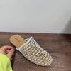Niche fishnet woven hollow sandals women's summer new fisherman flat bottom round head bag head half slippers