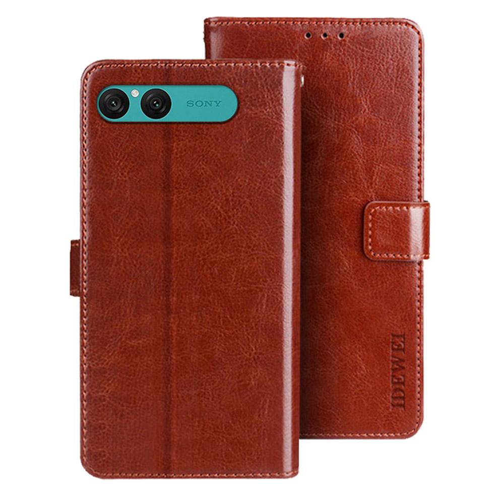 IDEWEI For Sony Xperia 10 VII Stand Case Crazy Horse Texture Leather Phone Cover