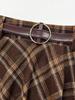 Women's Coffee Plaid A-line High-Waisted Retro Wrap Skirt