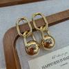 Metal Wind Simple Ball Ring Buckle Hollow Earrings Fashionable Hollow Ball Geometric Stud Earrings
