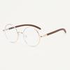 00102 Retro Japanese Metal Big Round Glasses Frame Men And Women Myopia Plain Light Wood Grain Legs Literary Frame