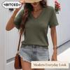 Women's Fashion Casual V-Neck Short Sleeve Blouses & Shirts