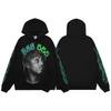 Mens Casual Tracksuit Spider Web Print Hooded Sweatshirt Jogger Pants Set Fall Thin Fit Streetwear