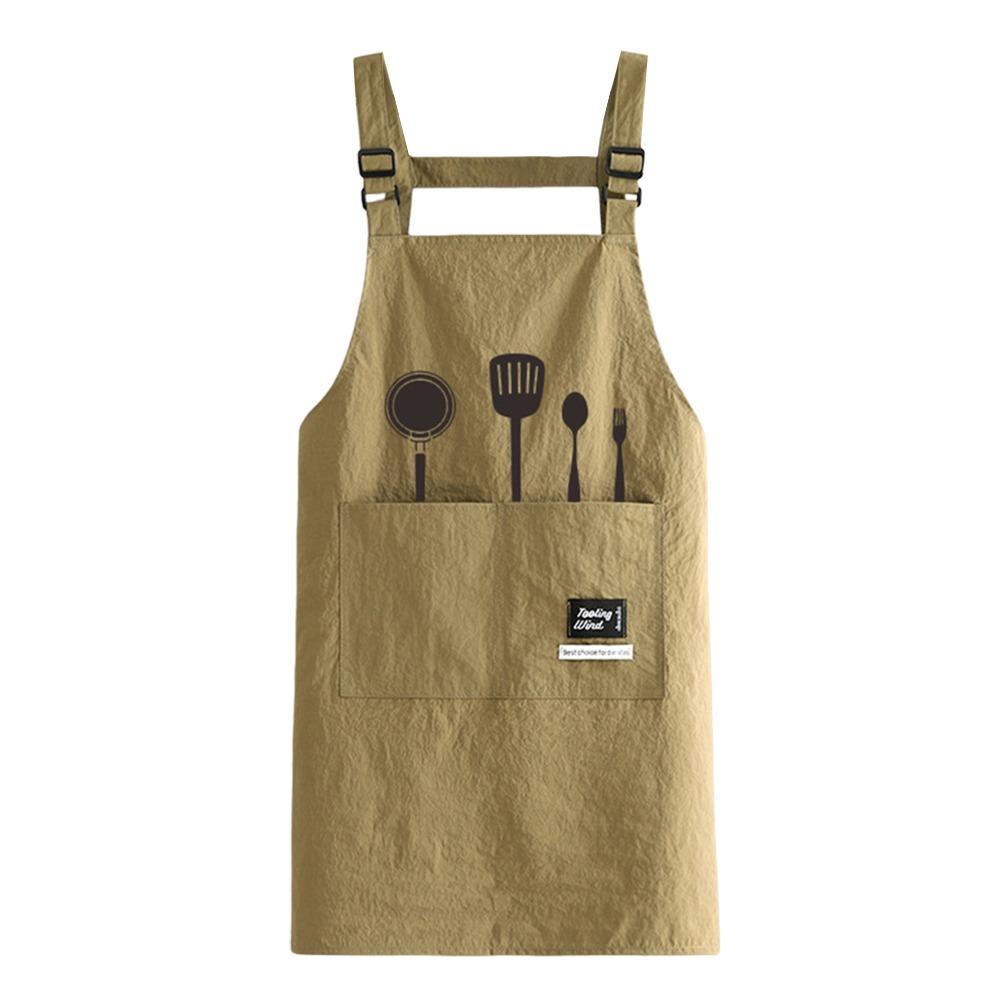 

Waterproof Chef Apron Anti-fouling Oil-proof Cooking Baking Bibs Kitch Apron for Home Kitchen Khaki-L