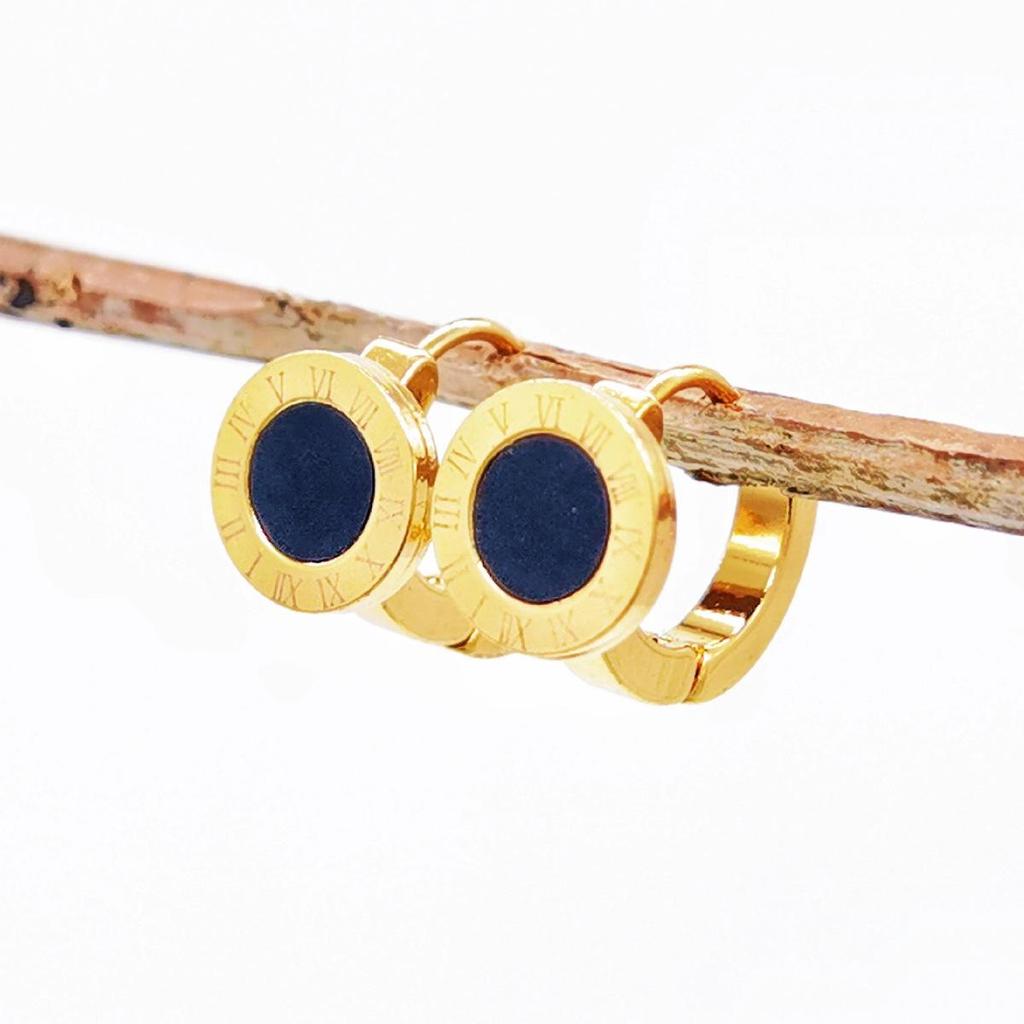 2.8*9 Geschweißte Runde Römische Ziffern Ohrringe - Einfaches Vintage Alltags-Date-Accessoire