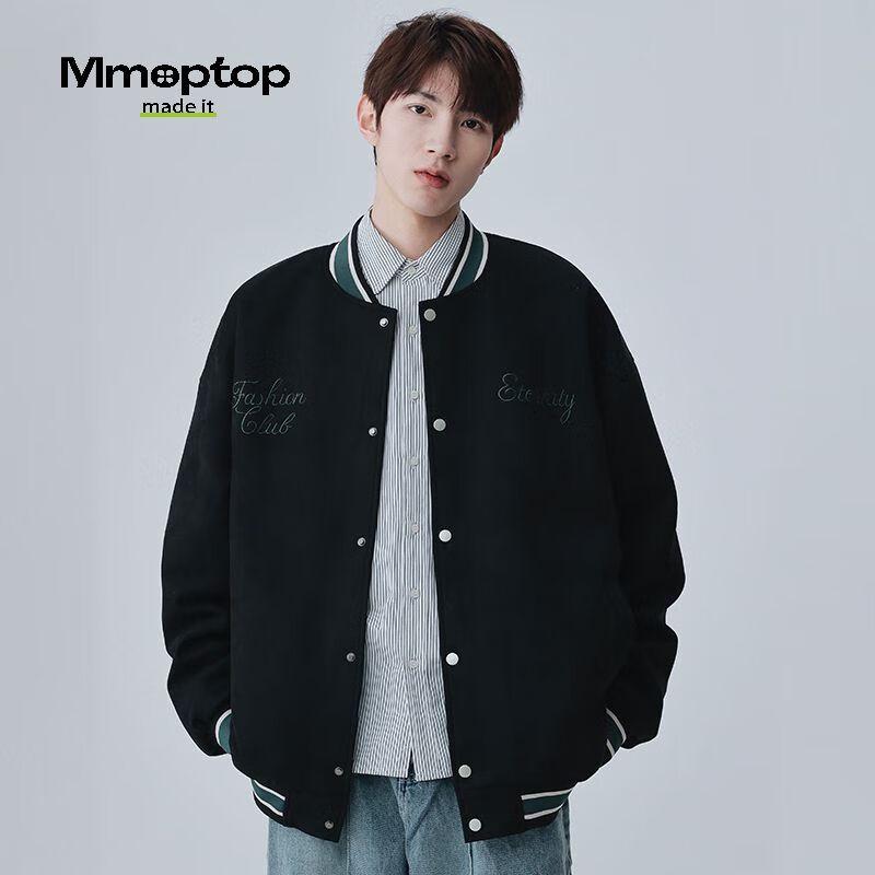 

MMOPTOP Men s Suede Embroidered Baseball Jacket