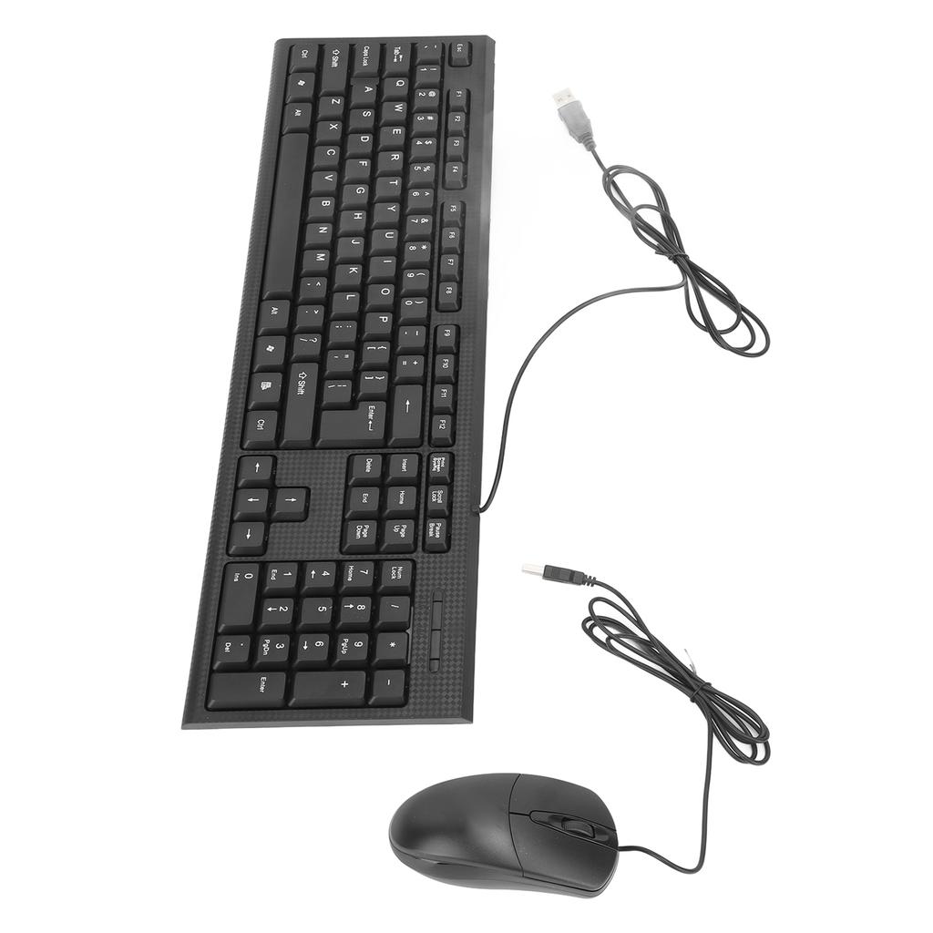 Keyboard and Mouse Combo Black Waterproof 104 Keys Anti Slip USB Wired Connection Keyboard Mouse Set for Gaming Office