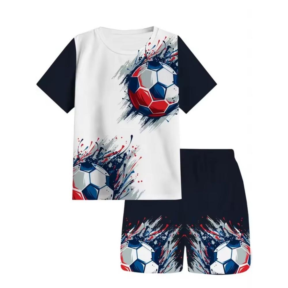 Summer New Children's Set Girls' Summer Set Short Sleeve T-shirt Boys' Shorts Crown 3D Printed Casual Round Neck Children's