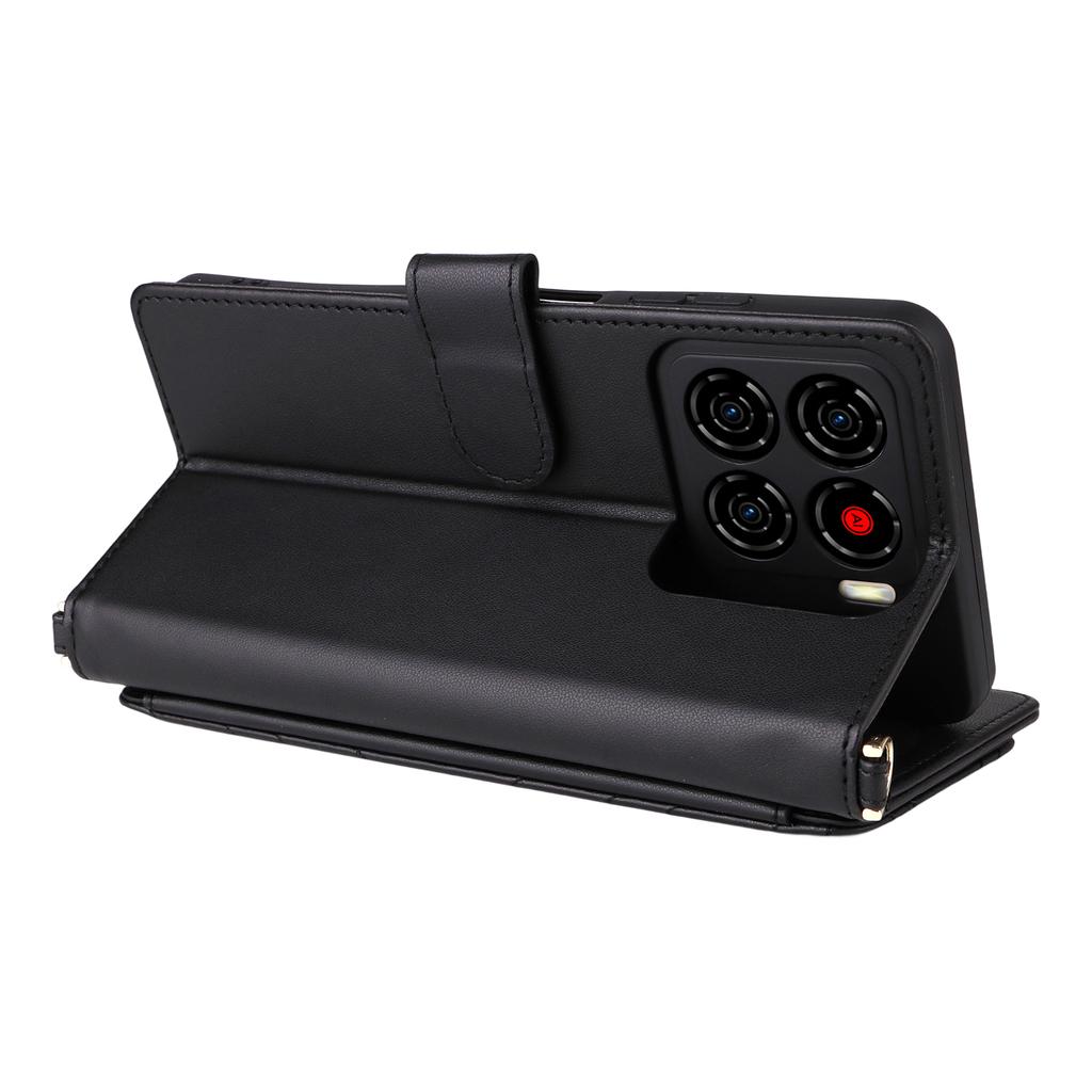 For ZTE Blade A56 Case with Shoulder/Wrist Strap Leather Phone Cover Stand Wallet