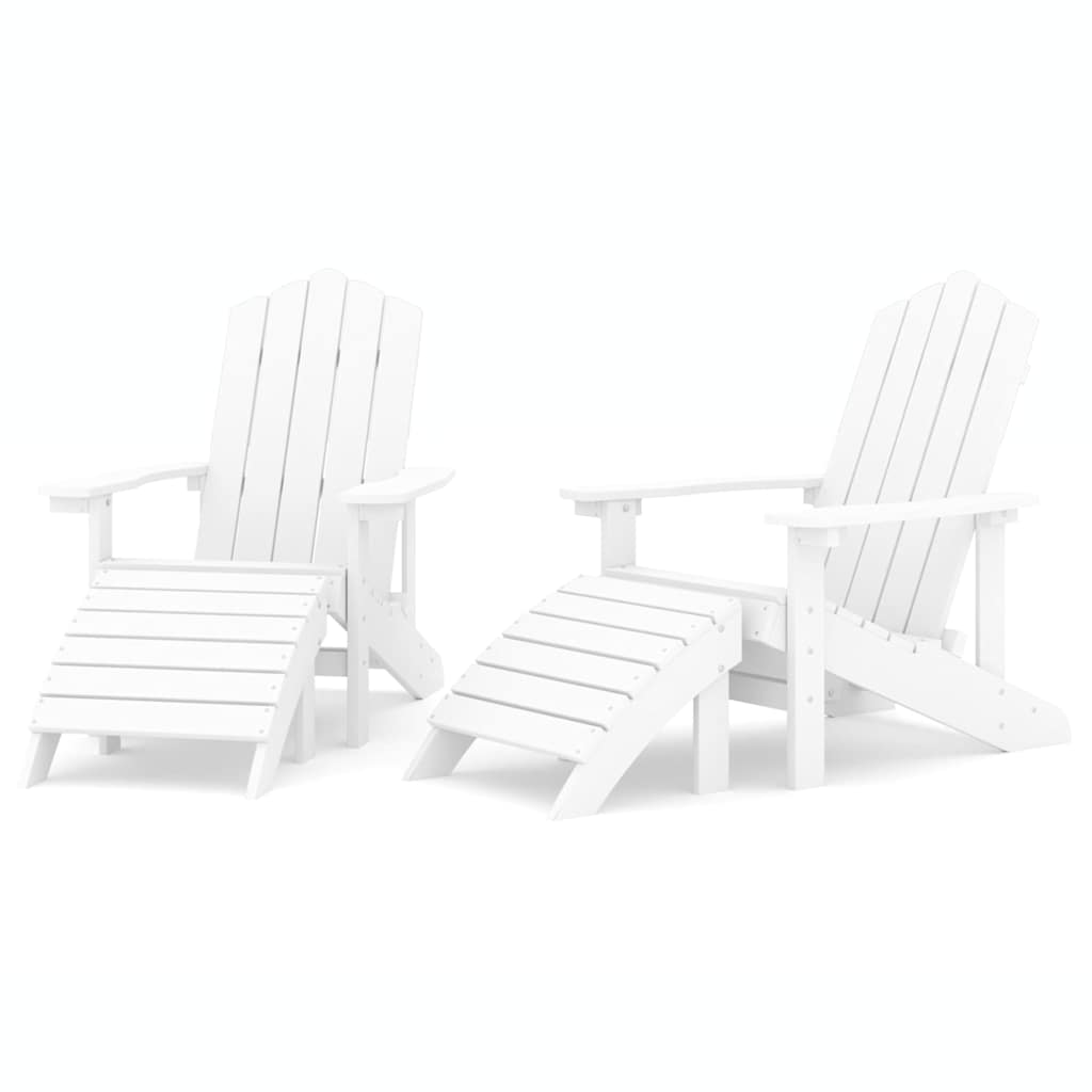VidaXL Adirondack-Gartenstühle 2 Stk. mit Hockern HDPE Weiß