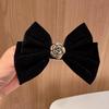 French Retro Red Velvet Oversized Bow Hair Clip for Women - Autumn/Winter Edition