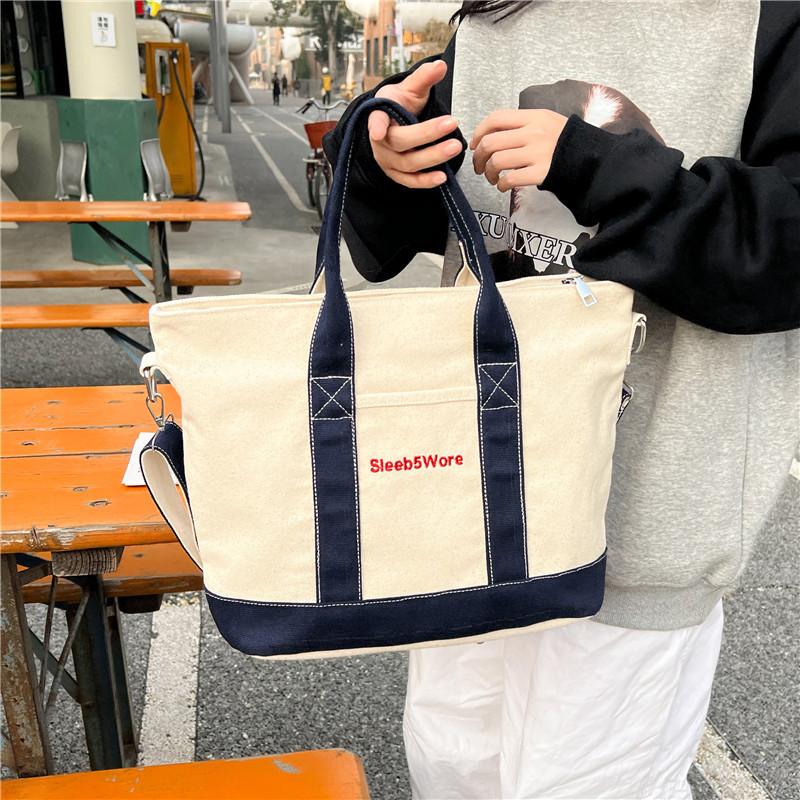 Urban Style Small Canvas Handbag With Zipper Closure For Commuting And Leisure