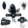 Stretchable Hairband With Glitter Fringe Natural Ostrich Peafowl Feather Comfortable Adjustable Headpiece For Event