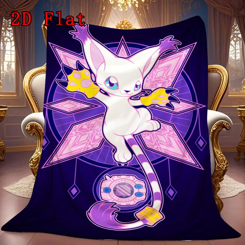Gatomon 2D Flat Pattern Flannel Blanket High quality All Seasons Warmth and Comfort Perfect for Christmas Gifts.PMT0914139