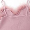 Two- Piece Sweaters Women Korean Fashion Long Sleeve Knitted Cardigan Woman + Fluff Camisole Sweet Camisole Female  C-036