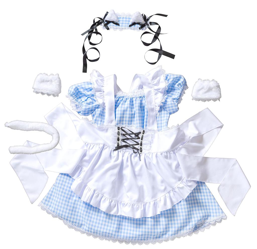 Clearstone Lyrical Palette Cosplay Halloween Gingham Cat Maid Women's Blue