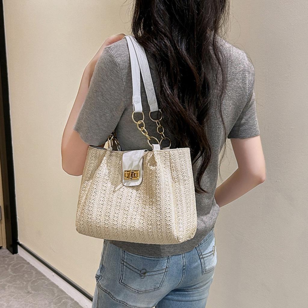 Large Capacity, Bag, Women's Bag, Woven, Swivel Lock Design, Shoulder Bag, Armpit Bag, Casual Bag
