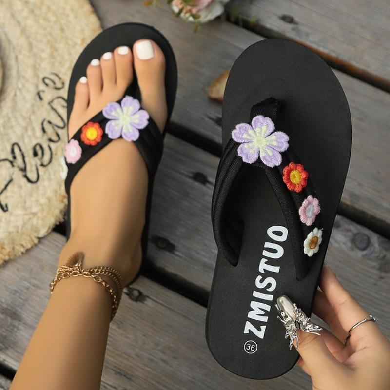 

Мода Новинка для женщин Дамы Бохо банты цветы украшения сандалии Открытый носок пляжные тапочки повседневная обувь Летние тапочки zapatos mujer 36
