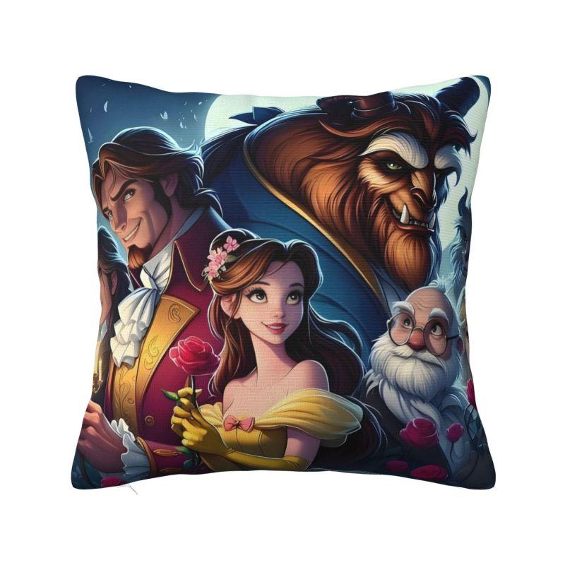 

Beauty And The Beast Cushion Covers 40x40cm Velvet Romantic Fantasy Song And Dance Movies Throw Pillow for Car Square Pillowcase 20x20Inch