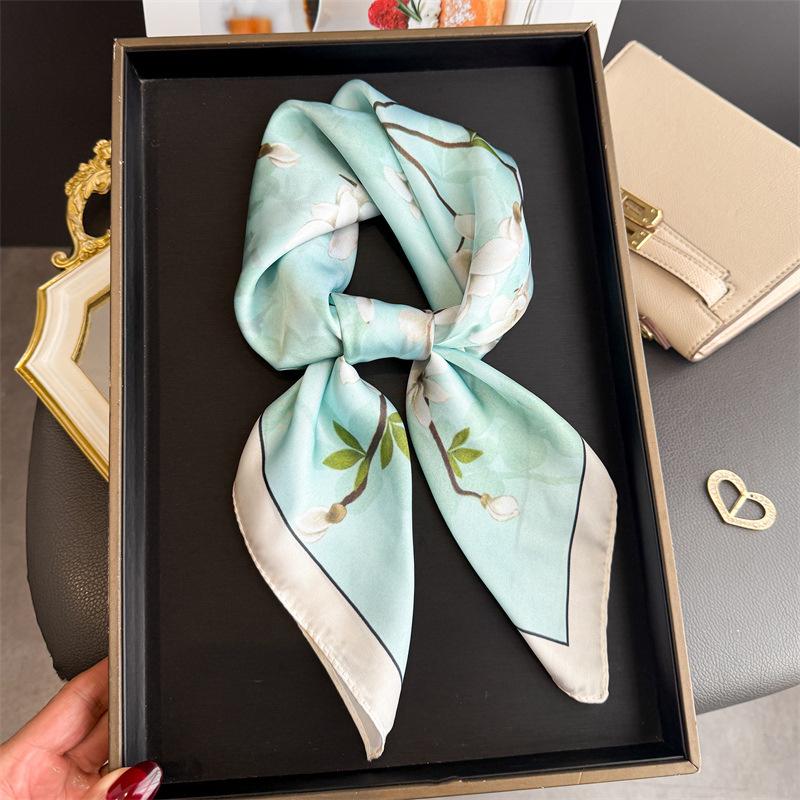 New Silk Scarf Neckerchief Women's Silk Square Scarf Luxury Summer Headband Lady Designer Silk Head Scarf Hair Band Tie Ribbon
