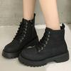 Fashion British Style Plus Size 35-43 Platform Boots Women Spring Autumn Zipper Up High Top Ankle Boots for Woman Solid Color Botas Lady