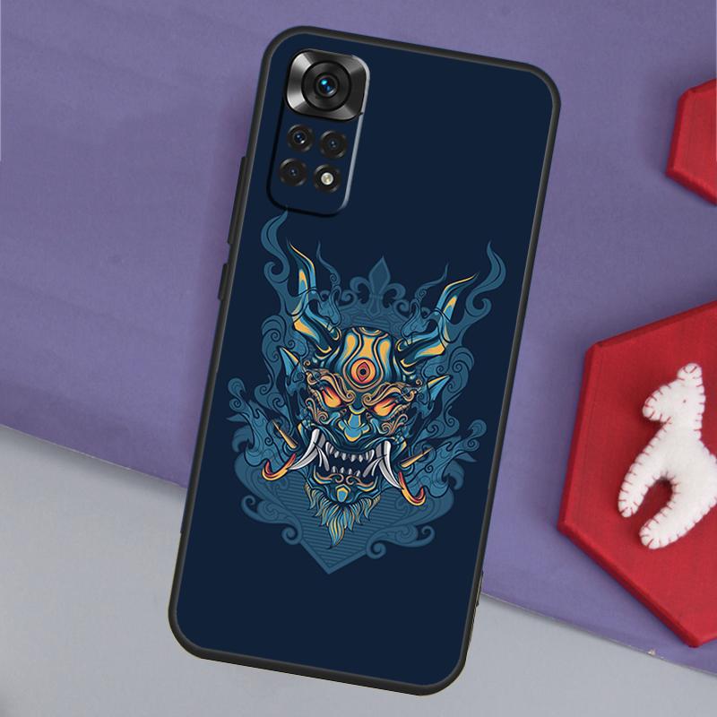 Samurai Oni Mask Funda For Xiaomi Redmi Note 13 14 Pro 12 11 9 10 9S 10S 11S 12S Redmi 14C 10C 12C 13C Case