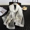 Luxury Women Hijab Shiny Lace Scarf Silk Soft Wool Shawls And Wraps Embroidery Flower Thin Scarves Foulard Female Bufanda New