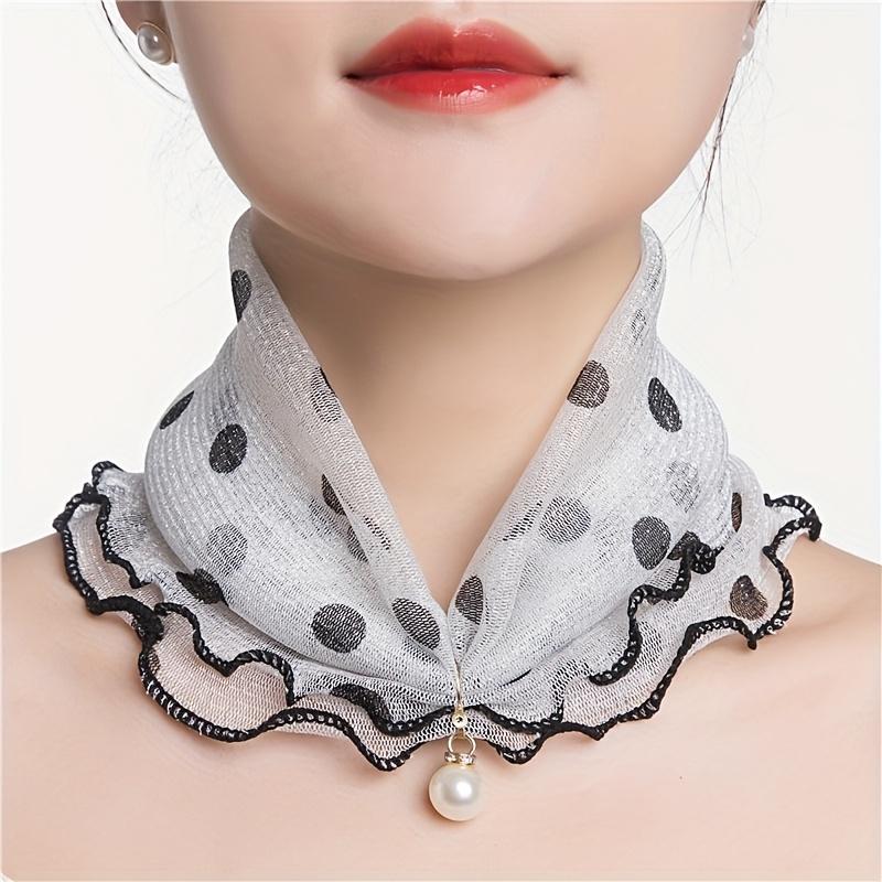 4 Stück Damen-Netz-Kopftücher, Chiffon-Schleier für den Hals, Modische und Elegante Leichte Schals für Frühling und Sommer, Vielseitige Halswickel