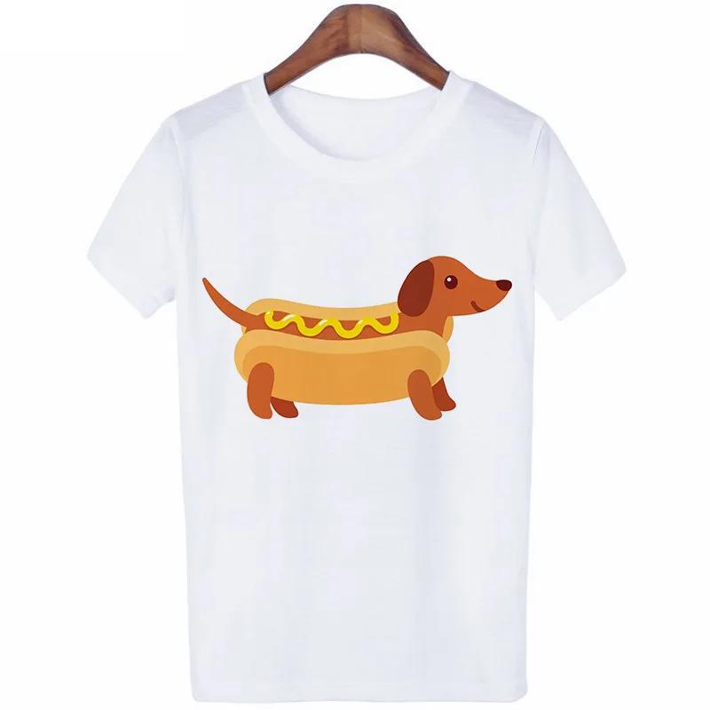 Funny Sausage Dog Print Women's T-Shirt Cotton Short Sleeve Top Harajuku Pattern T-Shirt Kawaii Clothing Casual Loose T-Shirt