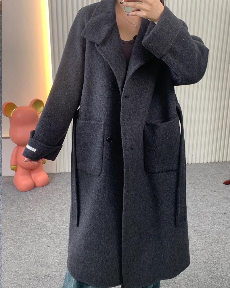 Double-sided cashmere coat 016 loose lazy woolen coat long double-sided cashmere coat