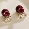 Retro Red Little Horse Beaded Stud Earrings: Elegant, Versatile, Two-Way Design