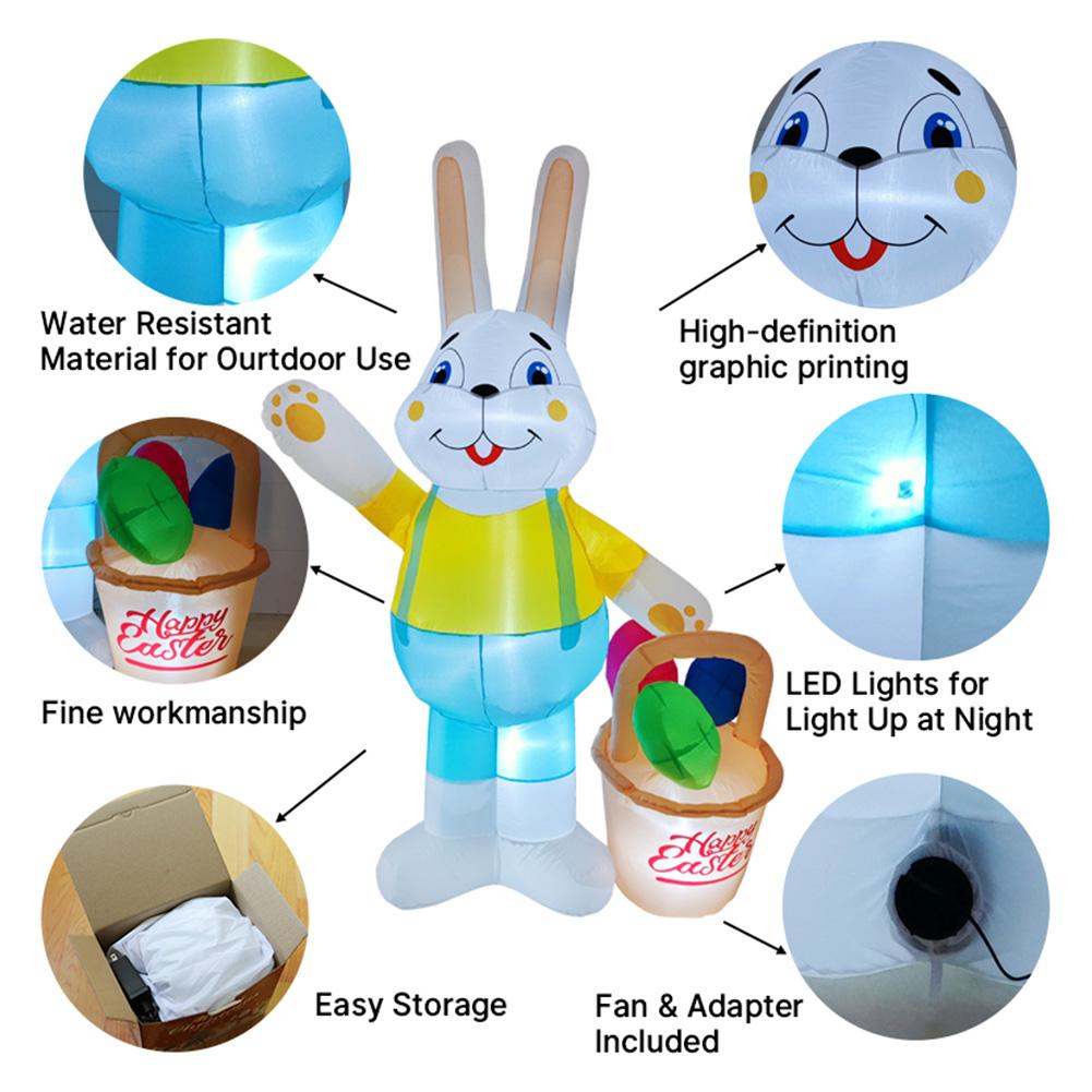 LED Waterproof Easter Light Yard Lawn Decor 1.5/1.8/2.1M Bunny/Carrot/Egg Figure Easter Universal Glowing Inflatable Decoration