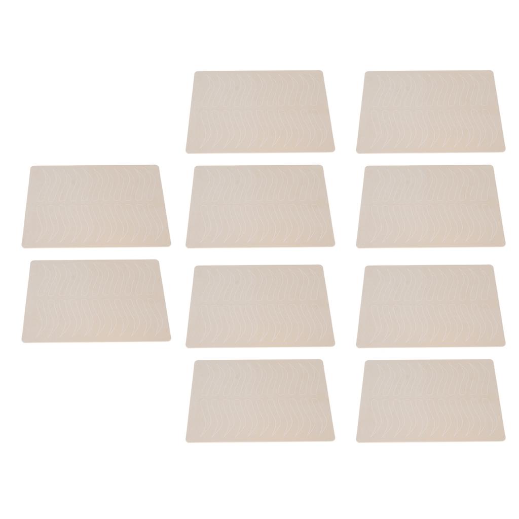 10Pcs Microblading Practice Skin One Sided Pattern 11 Pairs Inkless Silicone Eyebrows Practice Skin