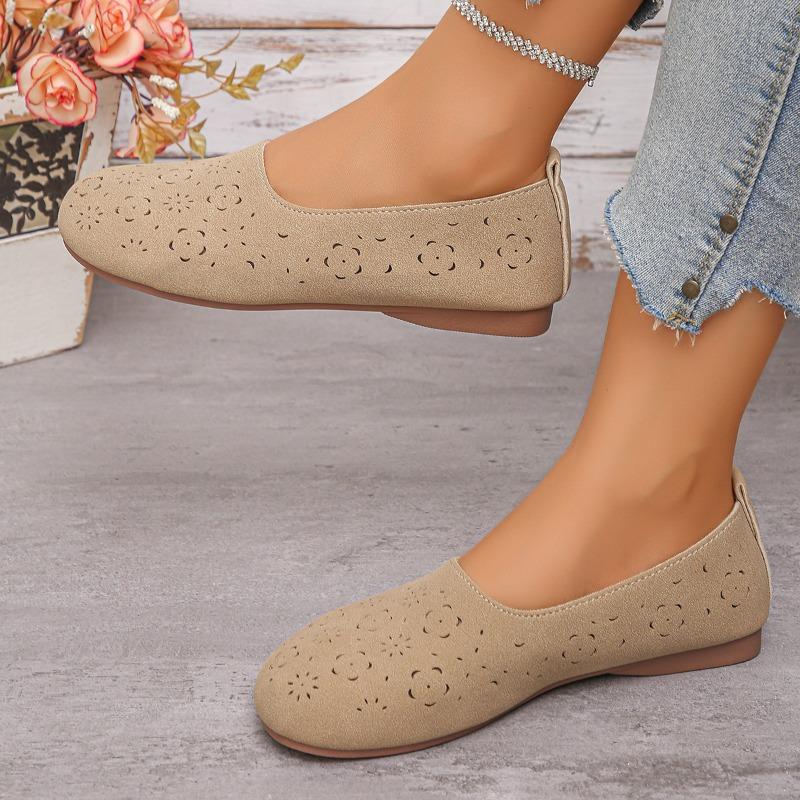Women's New Large Size Hollow Low Top Single Shoes Retro Soft Sole Breathable One Foot Pedal Lazy Shoes Doudou Shoes